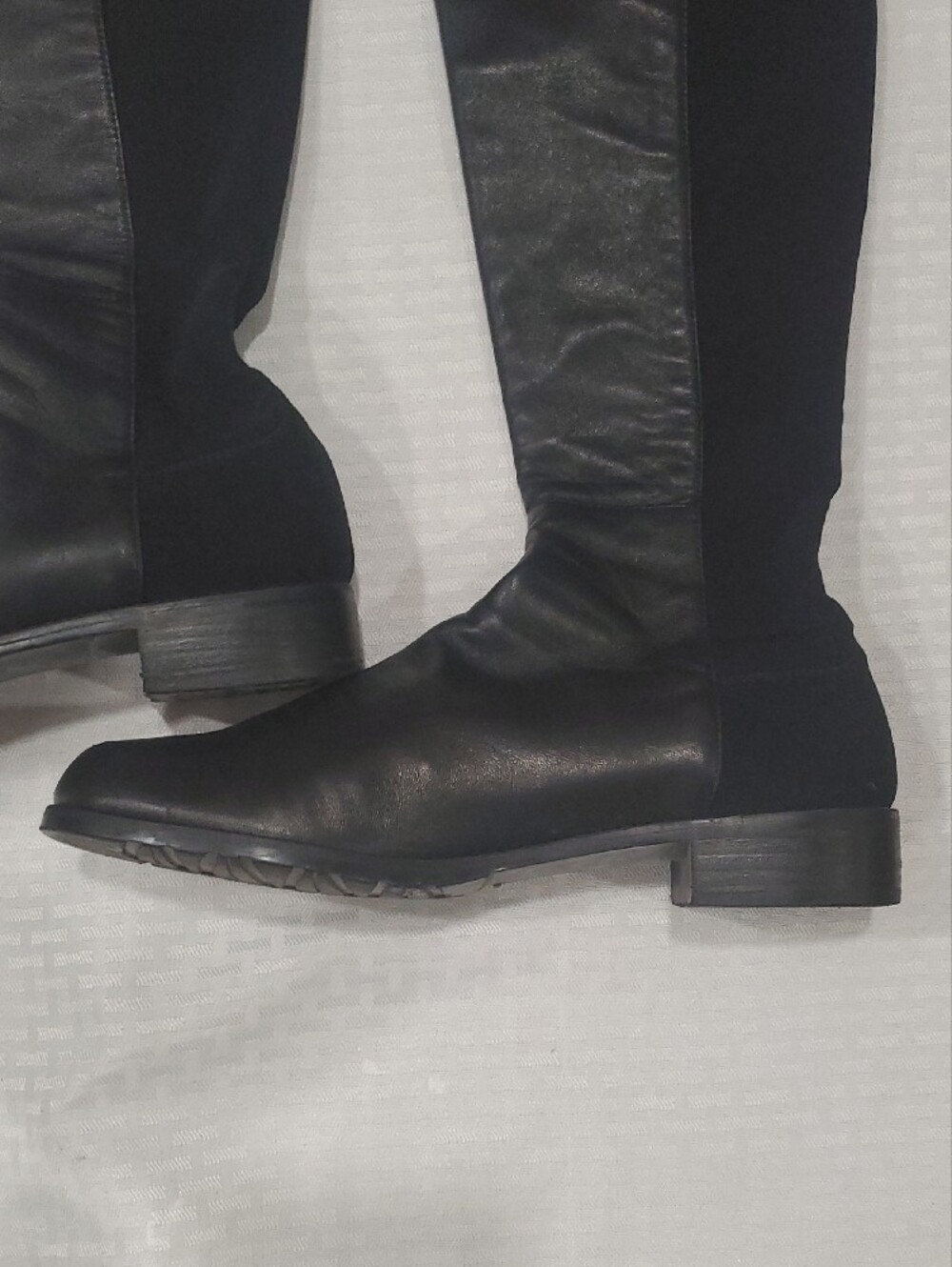 Stuart Weitzman Black Over-the-Knee Leather Stretch Riding Boots Size 10 - Picture 3 of 15